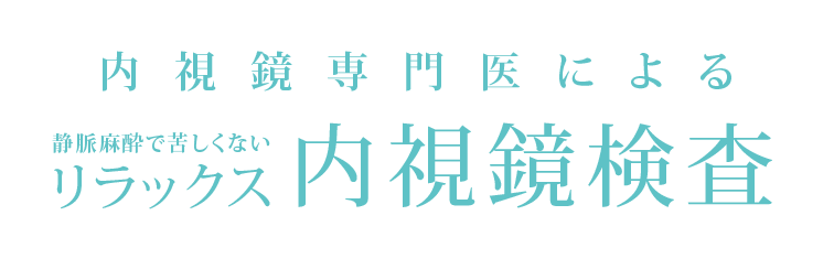 内視鏡専門医による静脈麻酔で苦しくない、リラックス内視鏡検査