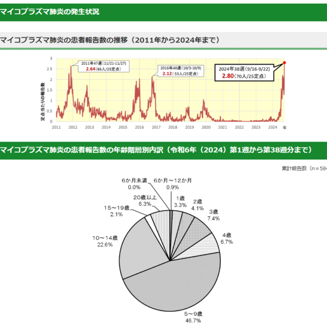 マイコプラズマ肺炎の報告数が過去最多となりました