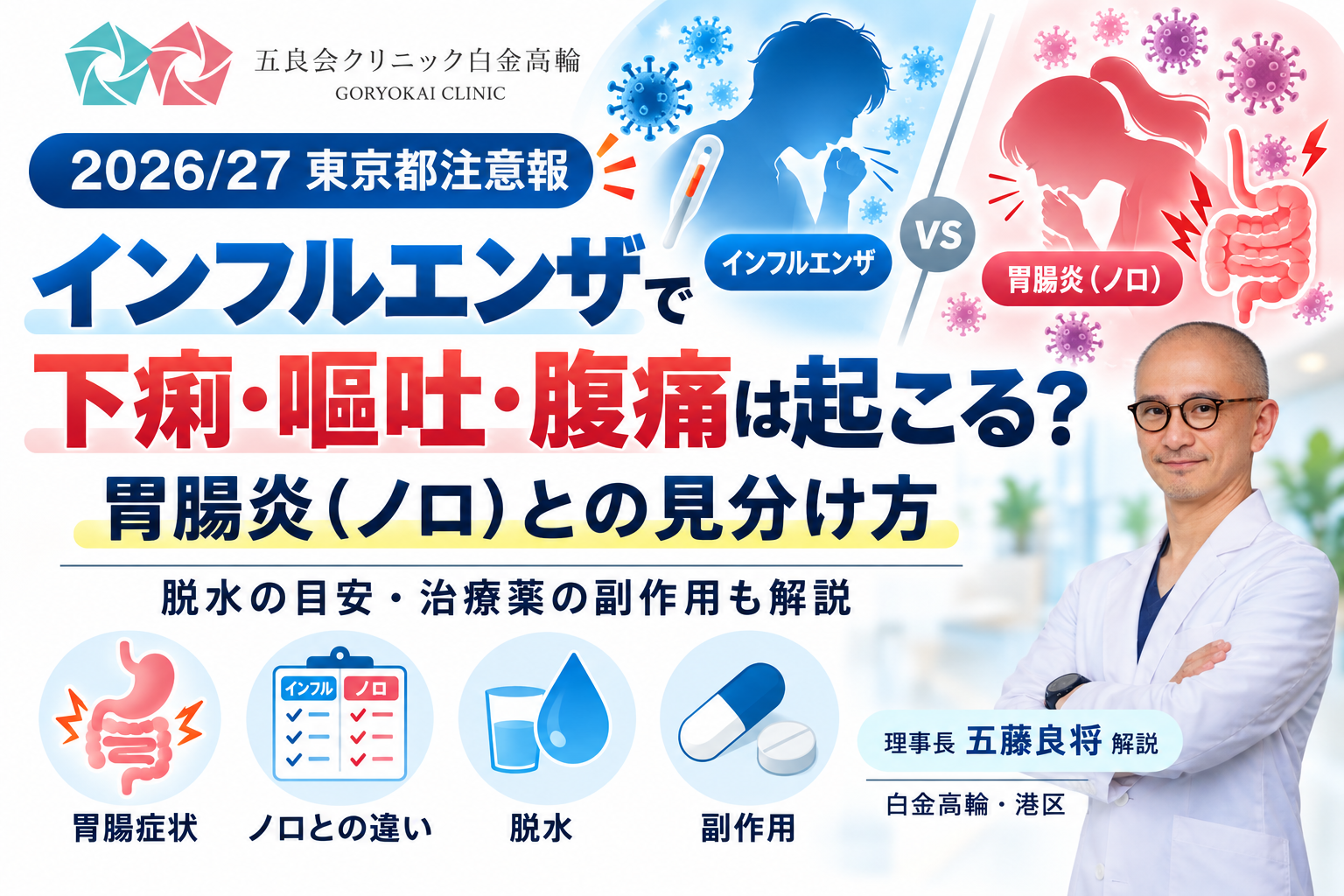 インフルエンザで下痢・嘔吐・腹痛は起こる？胃腸炎との見分け方